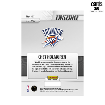 Panini Instant Chet Holmgren Trading Cards no.81